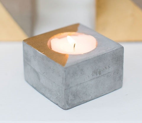 Gold + Concrete Airplant or Tealight Holder