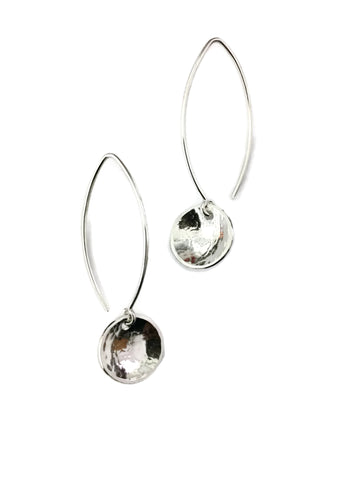 Concave Earrings - Hammered, Marquis