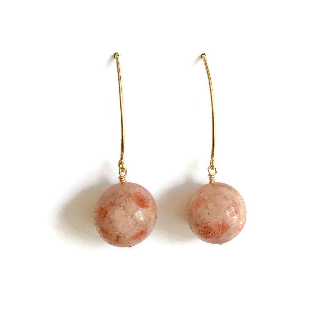 Miss B - 24k Vermeil Earring w / Peach Moonstone