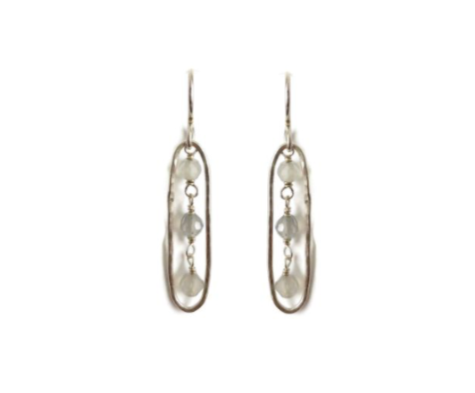 Elongated Earrings with Moonstone, Small