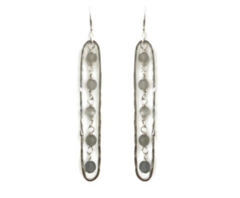 Elongated Earrings with Moonstone, Medium