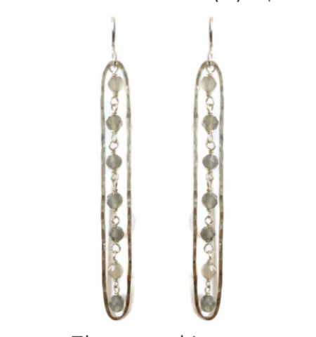 Elongated Earrings with Moonstone, Large